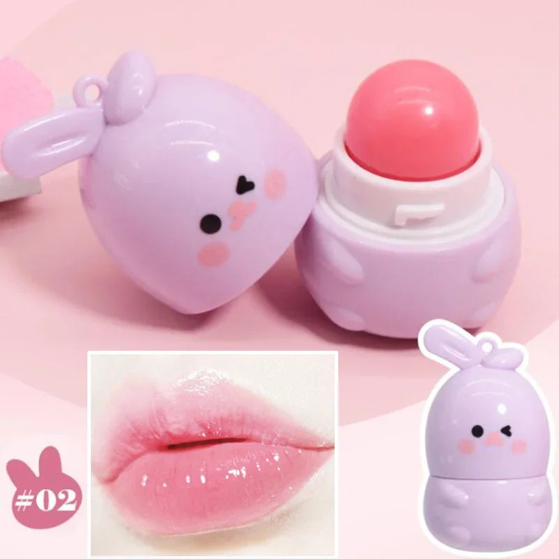 Cute Rabbit Changes Color  Ball for Dry Lips Lip Moisturizing Power Lip Care Nourishing Repair Lips Cute Bear Balm Ball