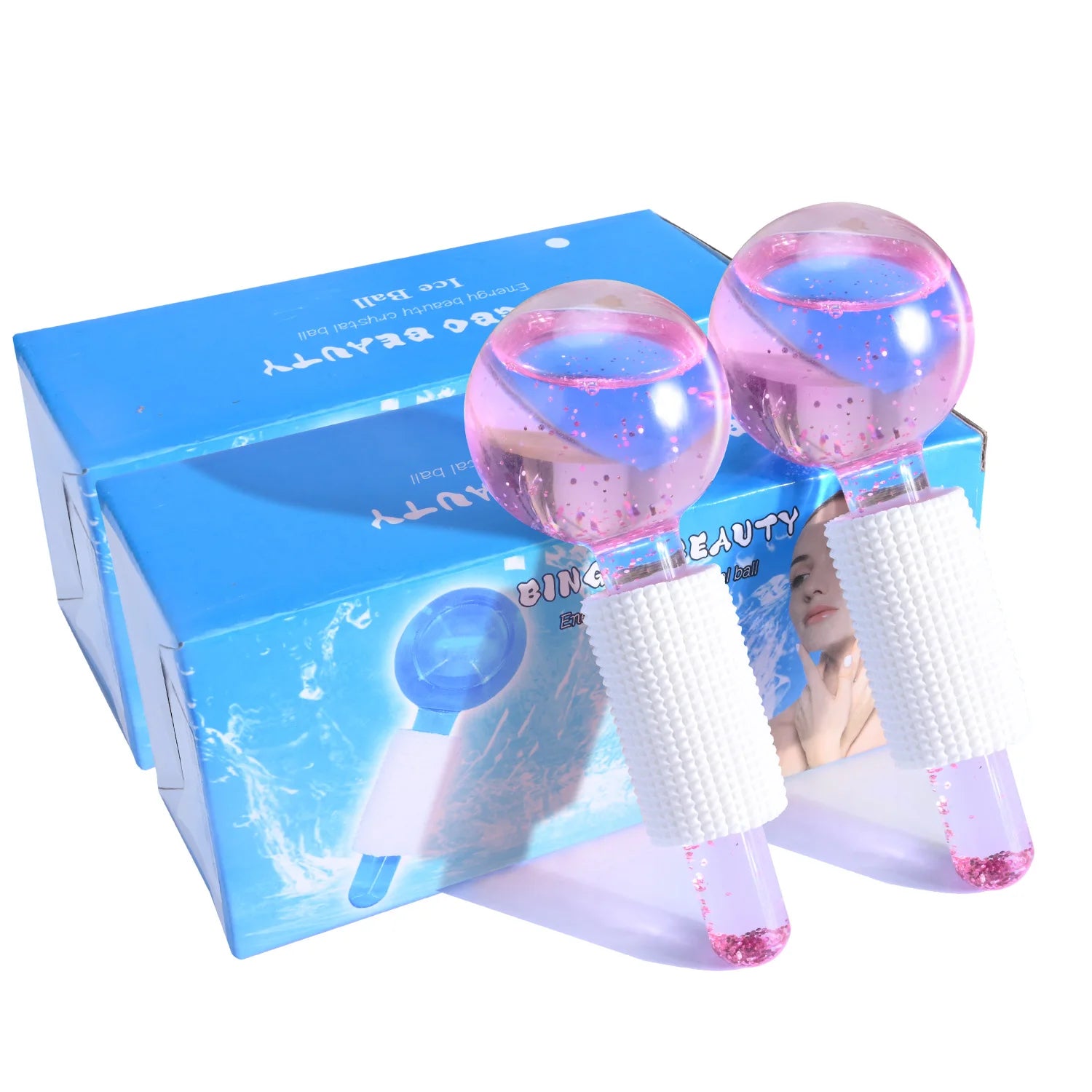 Ice Hockey - New Ice Ball - Crystal Ball - Ice Treatment Face Rotary Massage Stick - Glass Beauty Ball - Women'S Facial Massage
