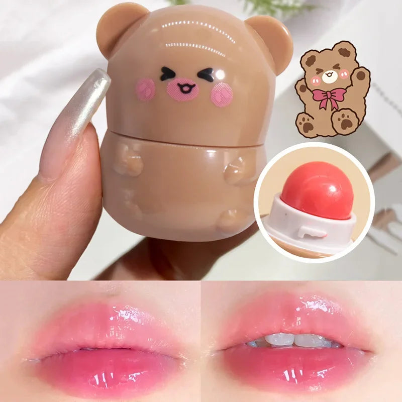 Cute Rabbit Changes Color  Ball for Dry Lips Lip Moisturizing Power Lip Care Nourishing Repair Lips Cute Bear Balm Ball