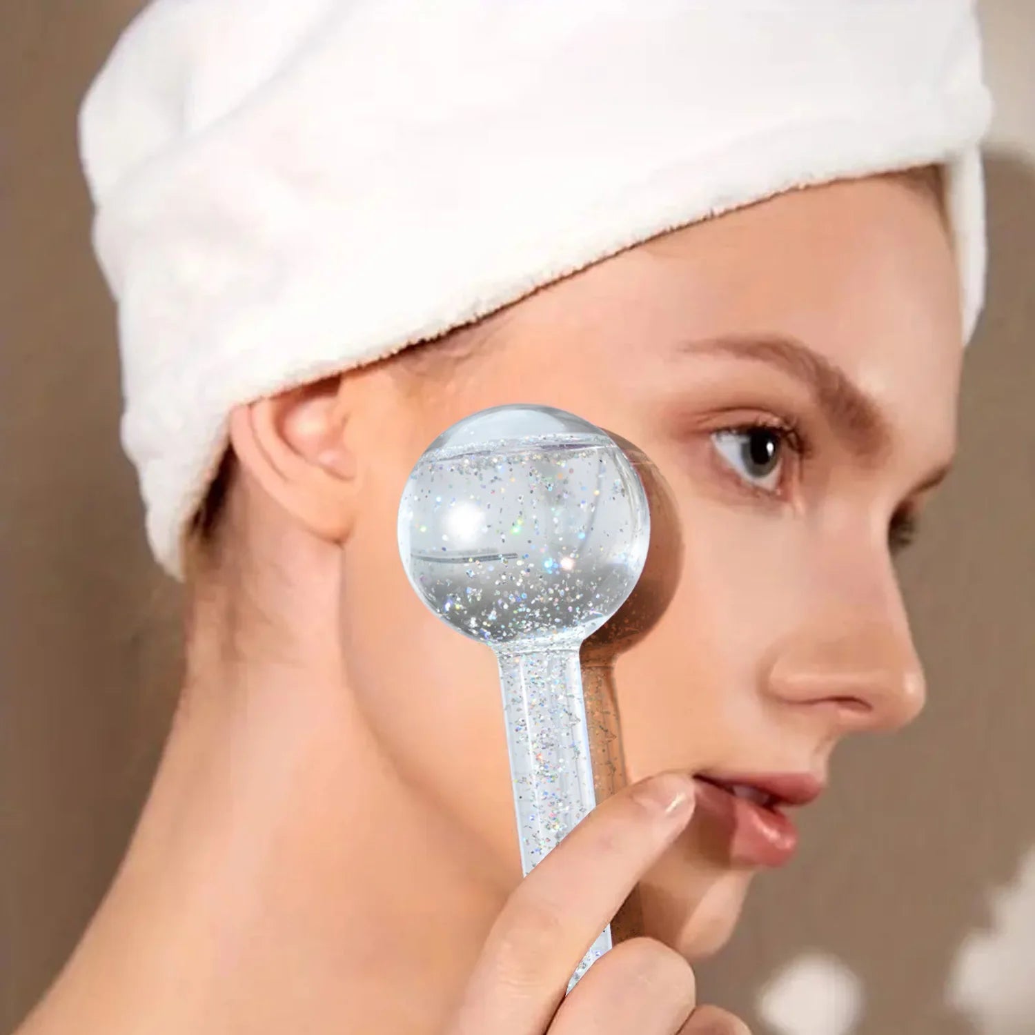 Ice Hockey - New Ice Ball - Crystal Ball - Ice Treatment Face Rotary Massage Stick - Glass Beauty Ball - Women'S Facial Massage