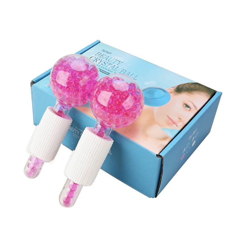 Ice Hockey - New Ice Ball - Crystal Ball - Ice Treatment Face Rotary Massage Stick - Glass Beauty Ball - Women'S Facial Massage