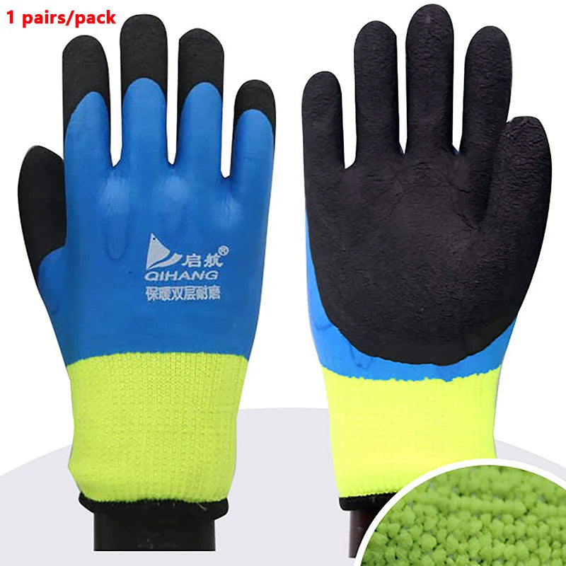 1 Pairs Winter Work Gloves for PU Palm Coating Safety Protective Glove Nitrile Professional Safety Suppliers Thickened and Warm