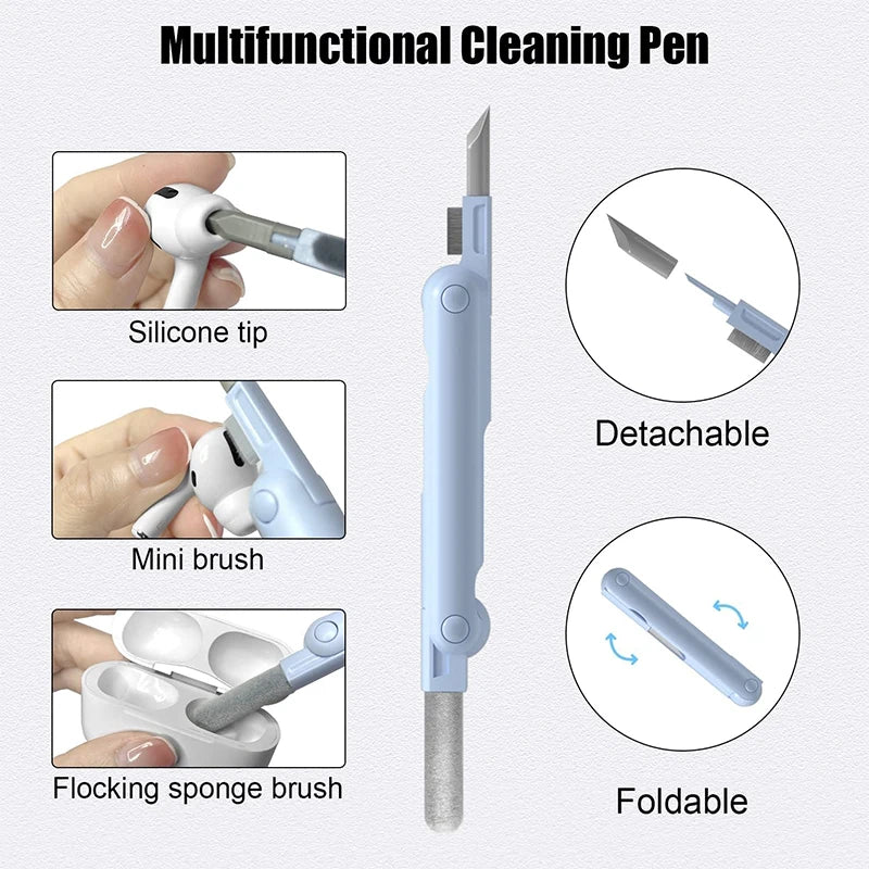7-In-1 Multifunctional Cleaning Kit Laptop Keyboard Cleaning Brush Mobile Phone Screen Cleaning Bluetooth Headset Cleaning Pen