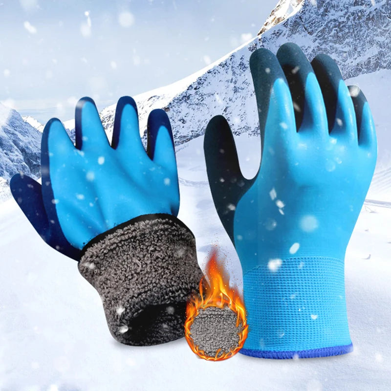 1 Pairs Winter Work Gloves for PU Palm Coating Safety Protective Glove Nitrile Professional Safety Suppliers Thickened and Warm