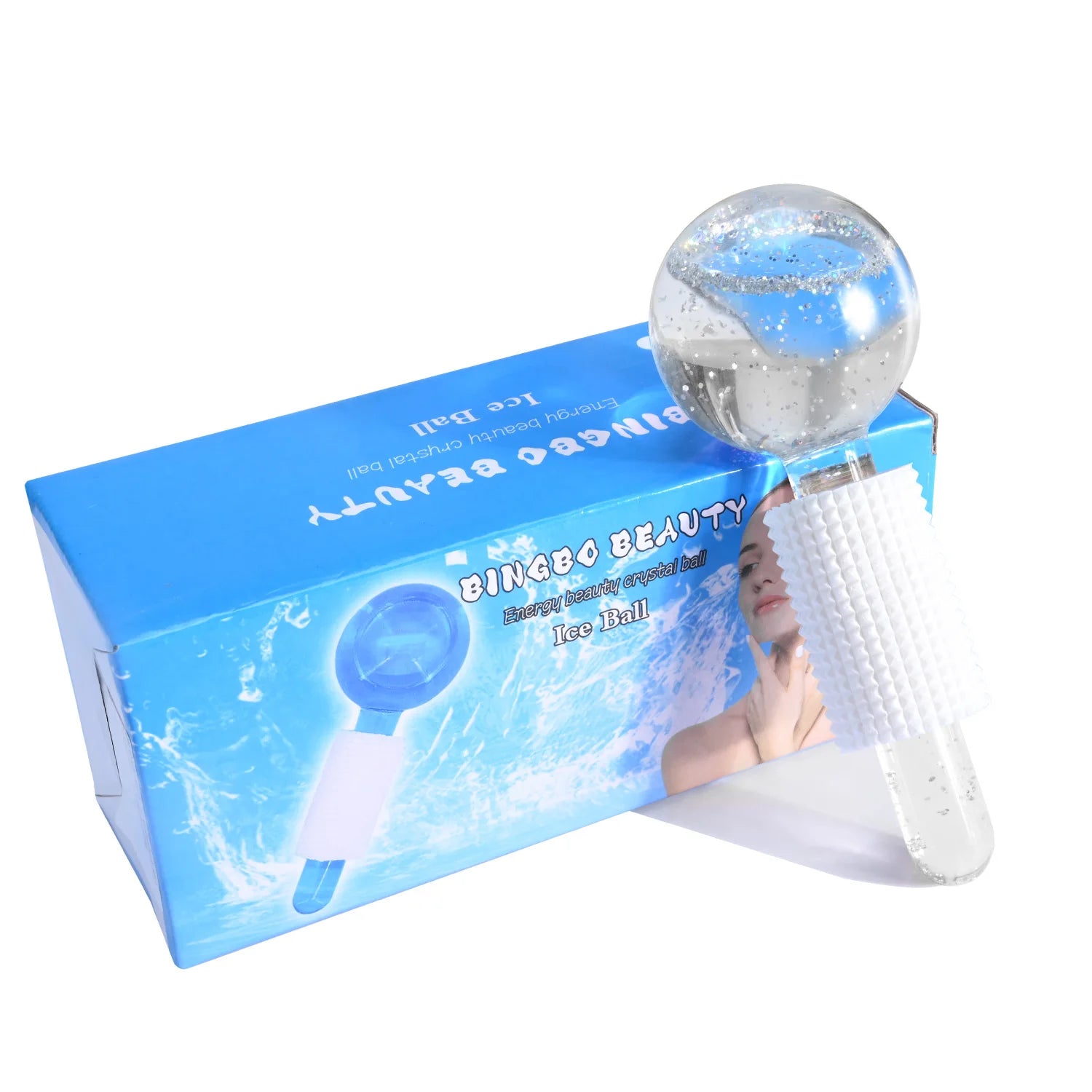 Ice Hockey - New Ice Ball - Crystal Ball - Ice Treatment Face Rotary Massage Stick - Glass Beauty Ball - Women'S Facial Massage
